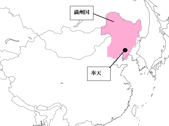 柳条湖事件の発生場所を示す地図